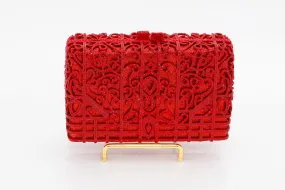 Ruby Jeweled Rectangular Evening Bag