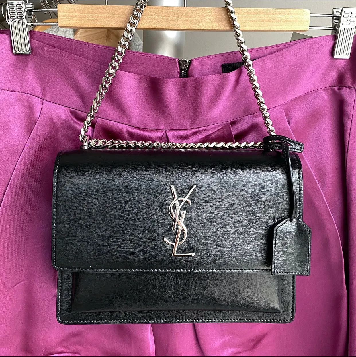 Saint Laurent Black Medium Sunset Bag SHW