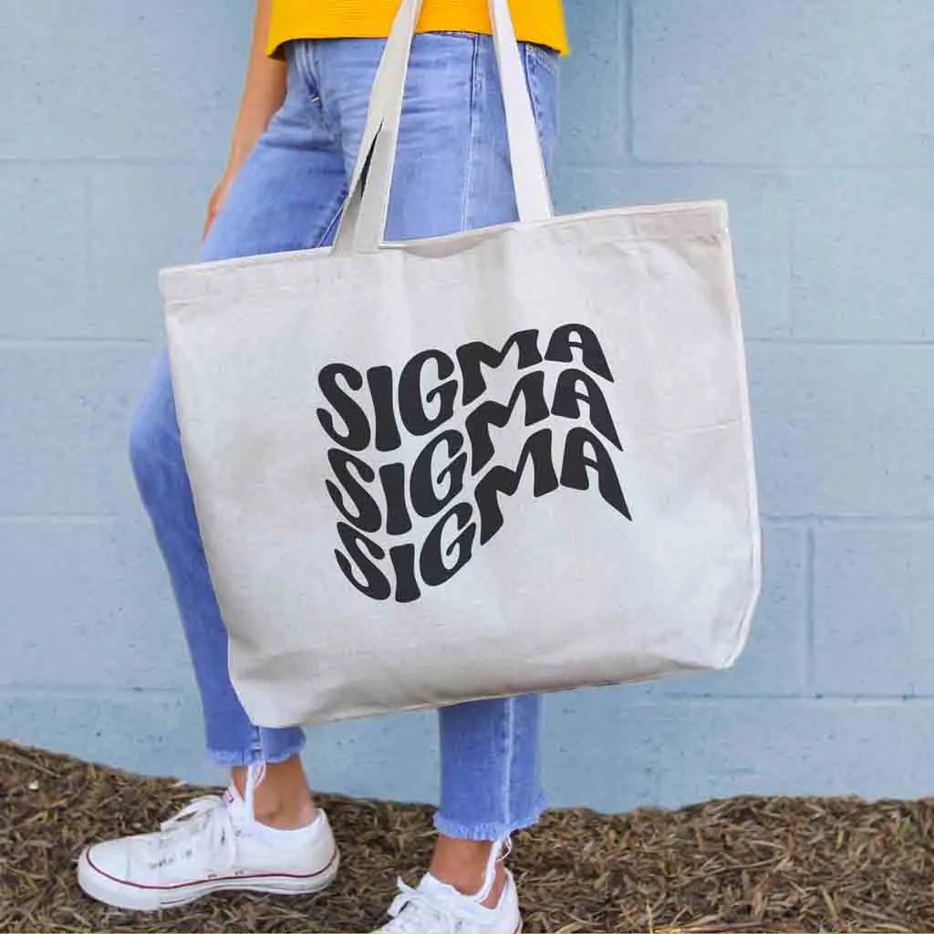 Sigma Sigma Sigma Large Canvas Sorority Tote Bag with Simple Mod Design