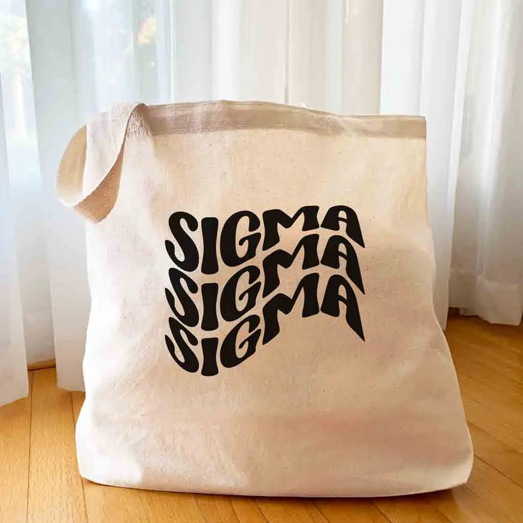 Sigma Sigma Sigma Large Canvas Sorority Tote Bag with Simple Mod Design