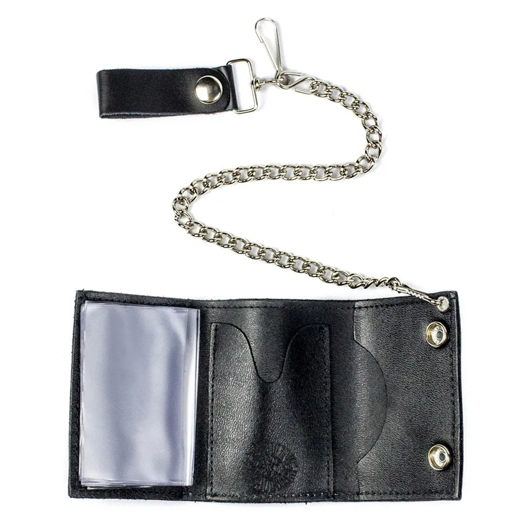 Skull Crossbones Biker Wallet w/ Chain