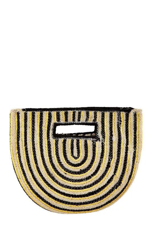 TEEK - Half Circle Straw Stripe Sandwich Handbag