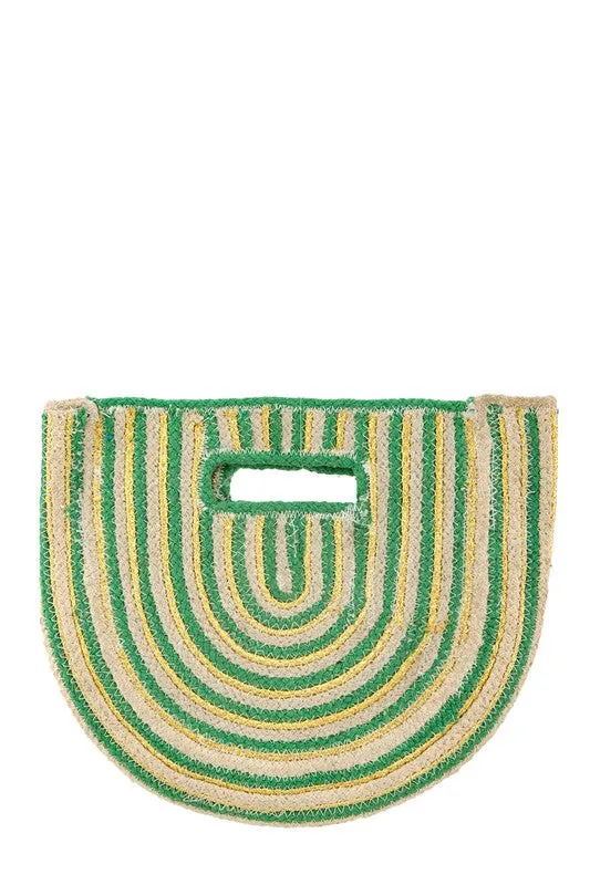 TEEK - Half Circle Straw Stripe Sandwich Handbag