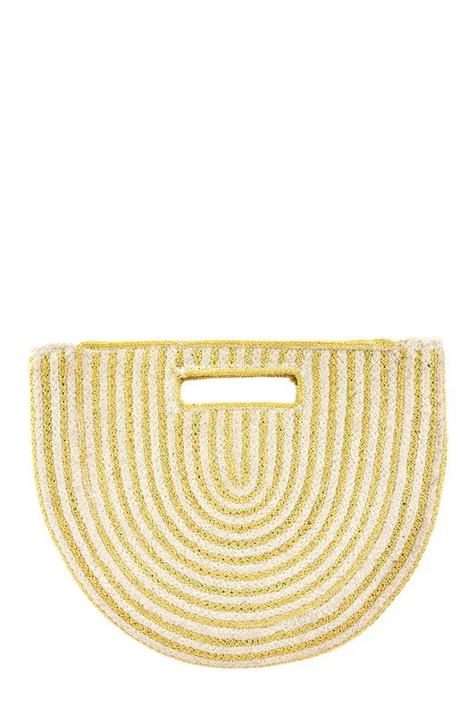 TEEK - Half Circle Straw Stripe Sandwich Handbag