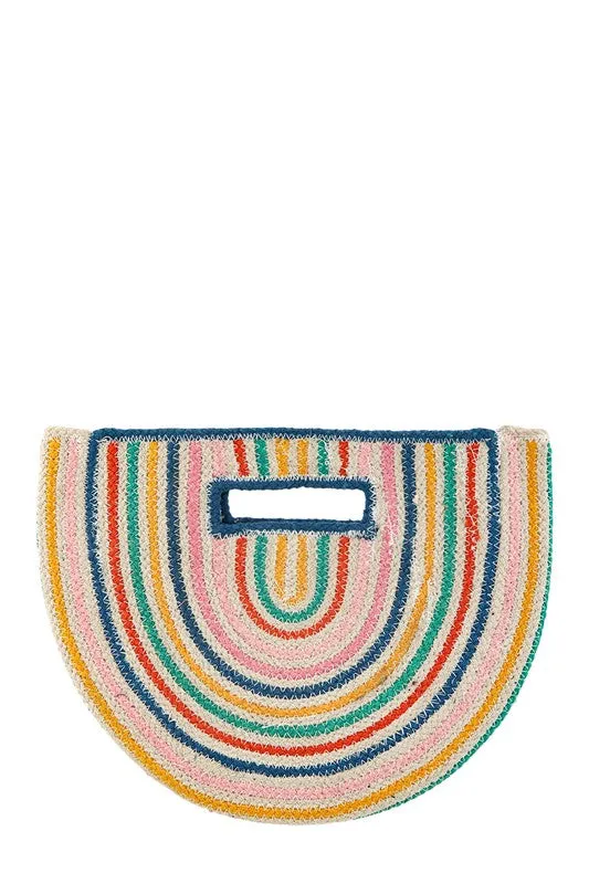 TEEK - Half Circle Straw Stripe Sandwich Handbag