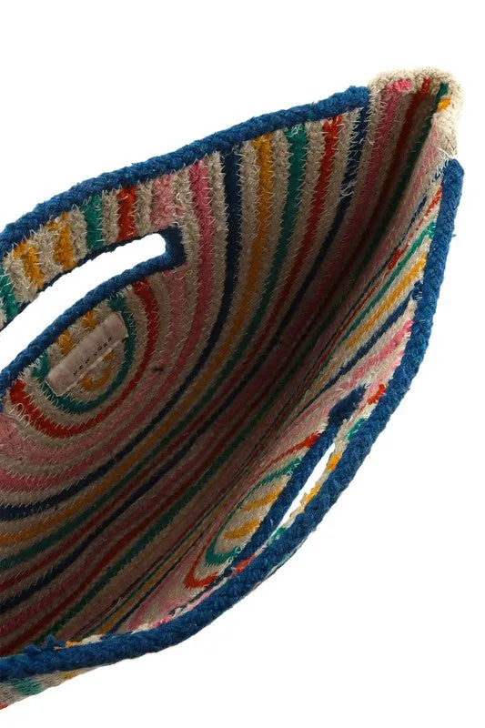 TEEK - Half Circle Straw Stripe Sandwich Handbag