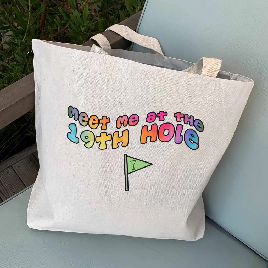 The 19th Hole Large Canvas Golf Tote Bag