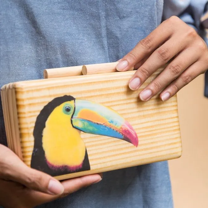 Toucan Wooden Clutch