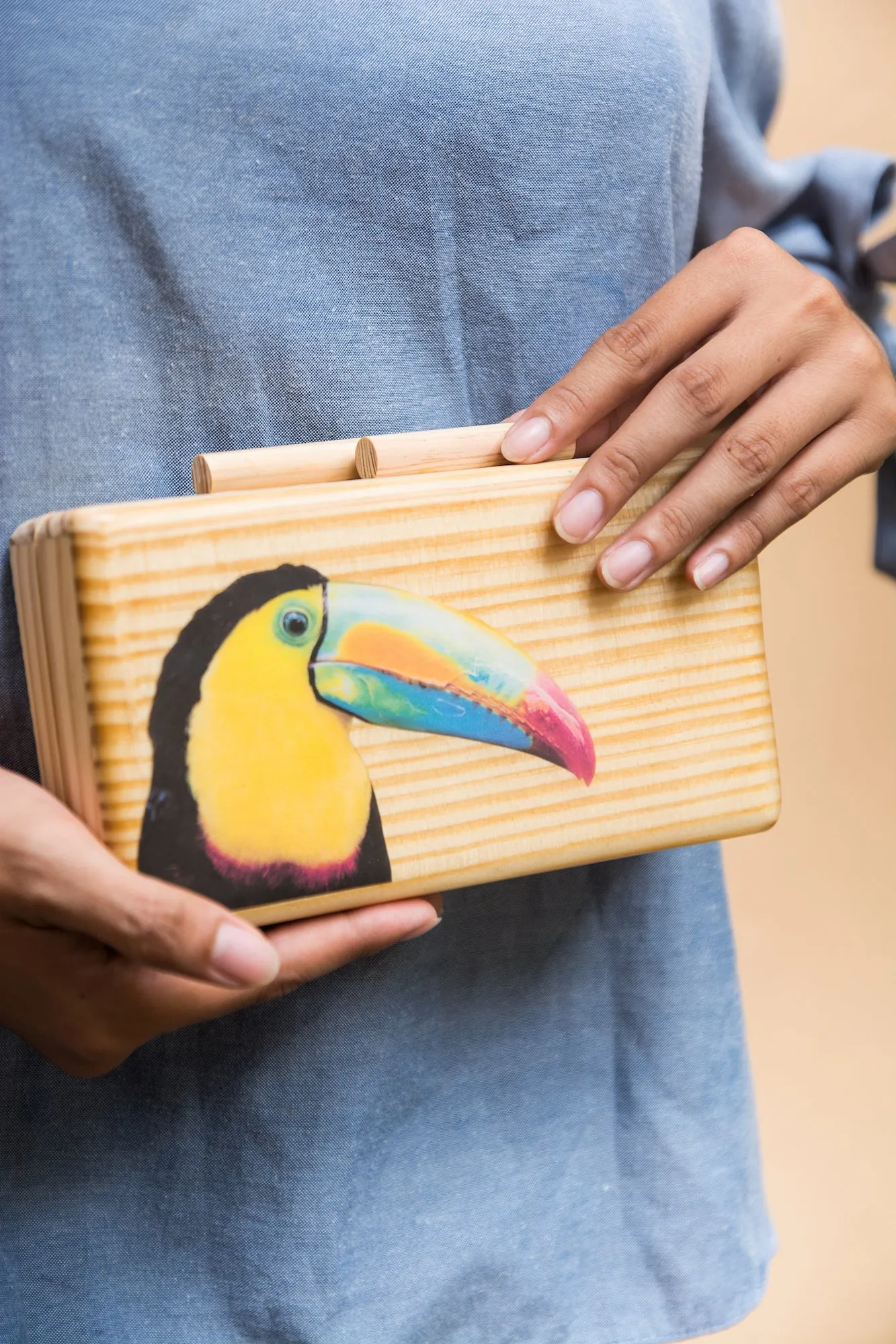 Toucan Wooden Clutch