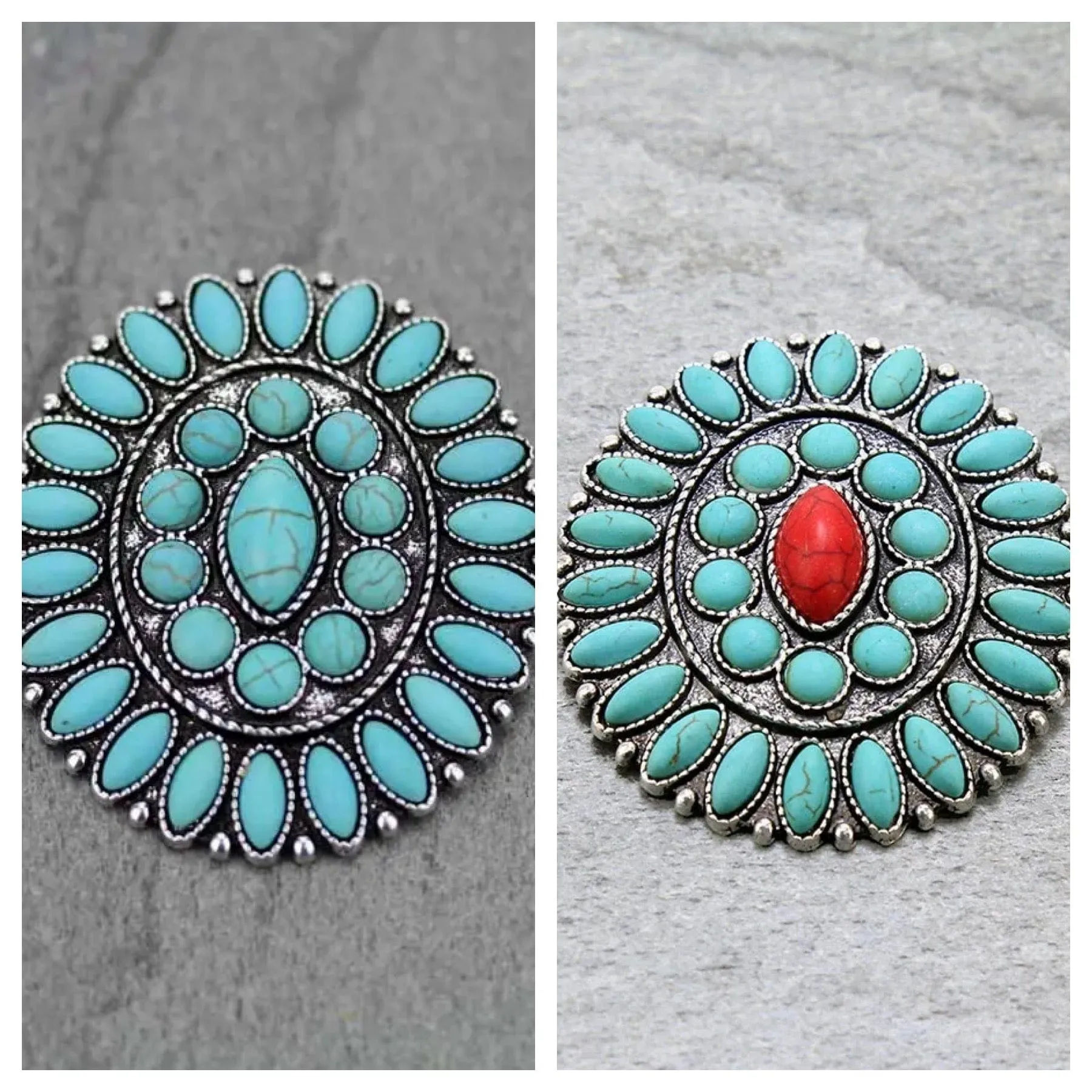 Turquoise cluster BROOCH PIN