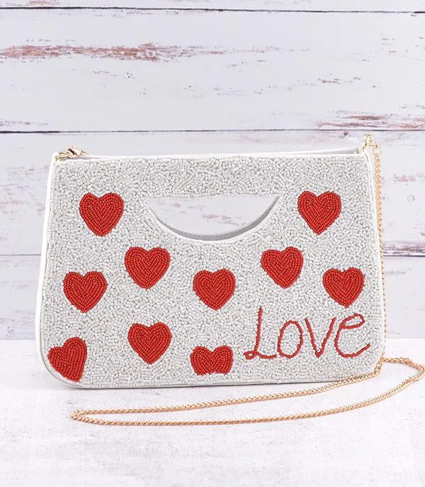 Valentine beaded clutch bag