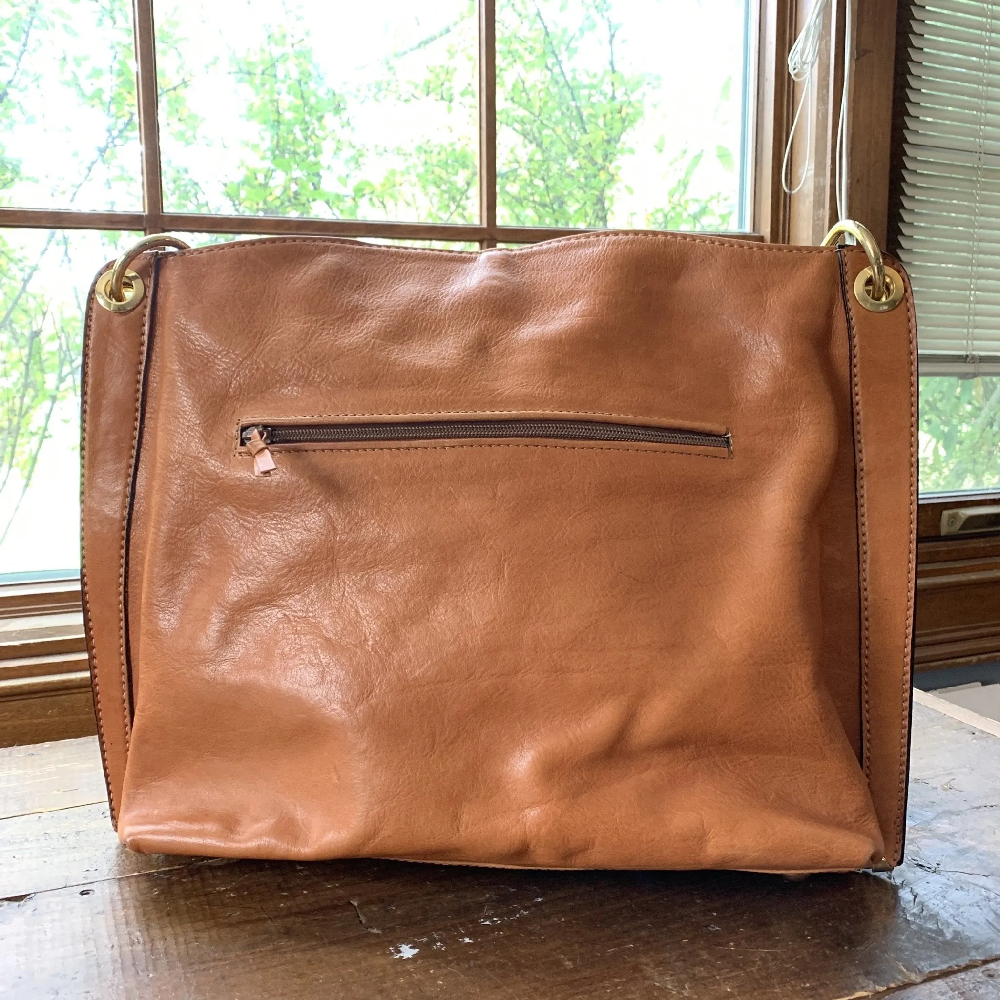 Vintage 1990s Large Brown Leather Purse From Jacobson's. Perfect Fall Boho Handbag. Sustainable Fashion.