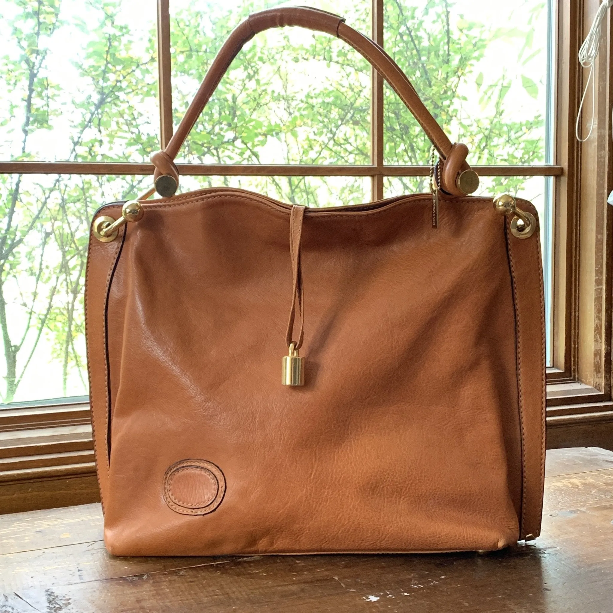 Vintage 1990s Large Brown Leather Purse From Jacobson's. Perfect Fall Boho Handbag. Sustainable Fashion.