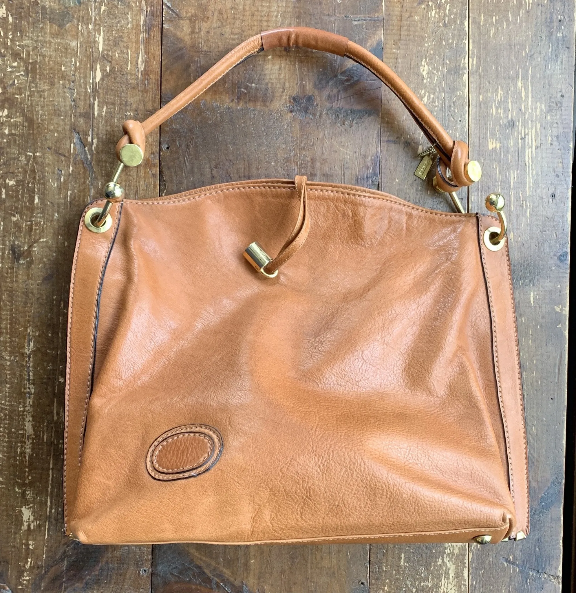 Vintage 1990s Large Brown Leather Purse From Jacobson's. Perfect Fall Boho Handbag. Sustainable Fashion.