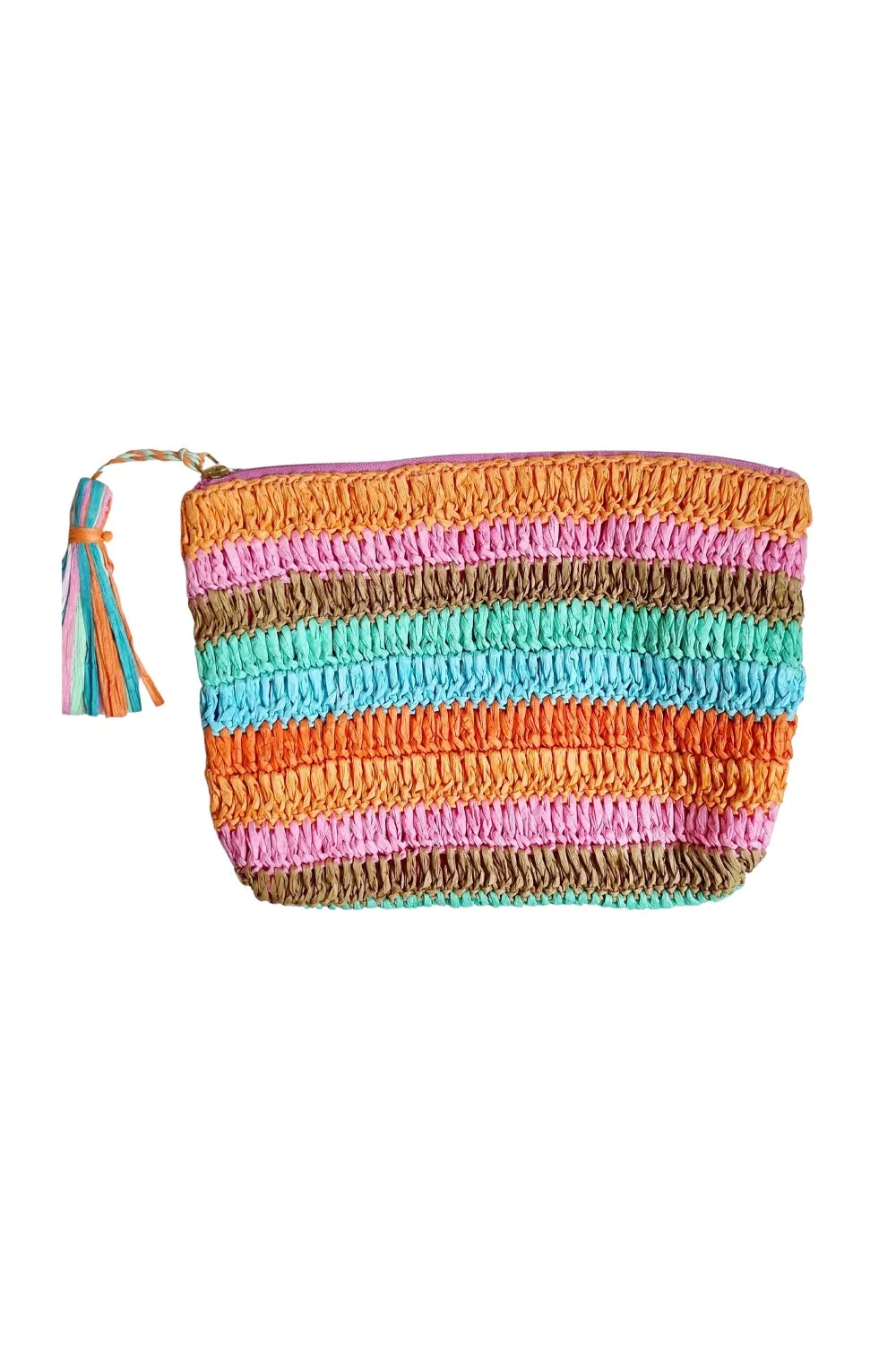 ZODA STRIPED RAFFIA CLUTCH